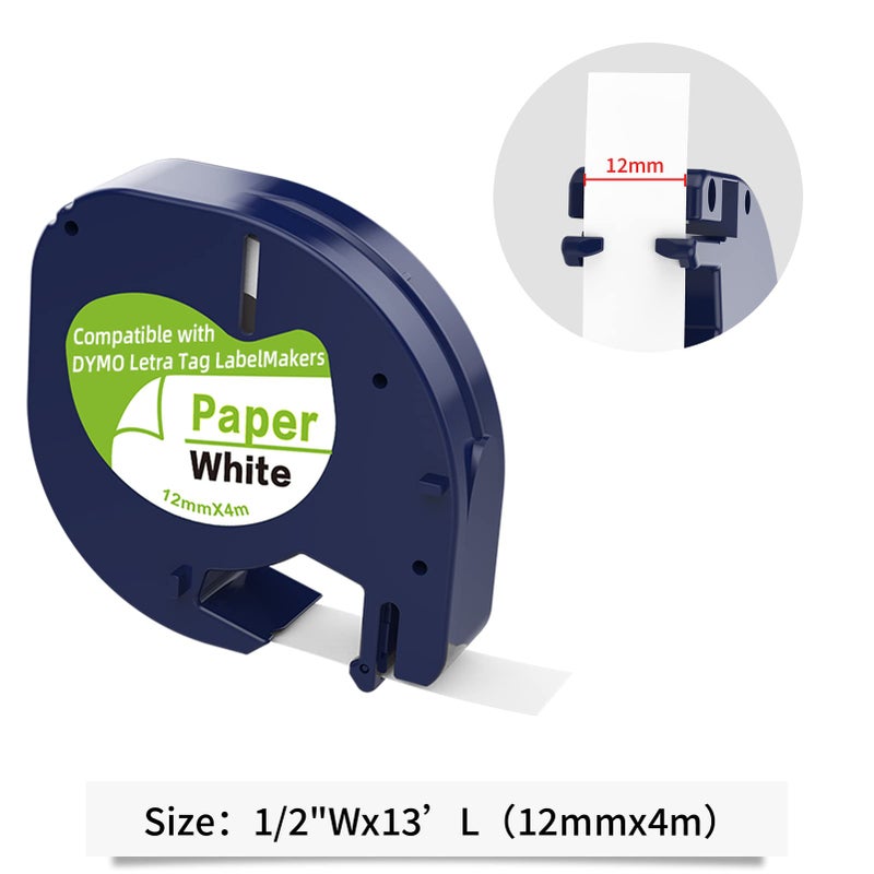 HOCALORT 3 Pack Paper Label Refills Replacement For Dymo Letratag Refills 91200/91330 White Paper Tape 1/2 X 13, Compatible With Dymo Label Maker Refills, Work For Letra Tag Lt100H Lt100T Qx50 - Image 3